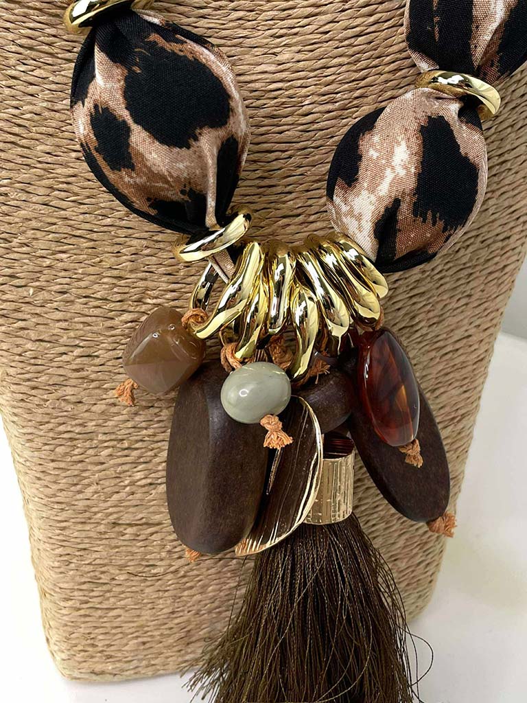 Animal Print Statement Charm Necklace