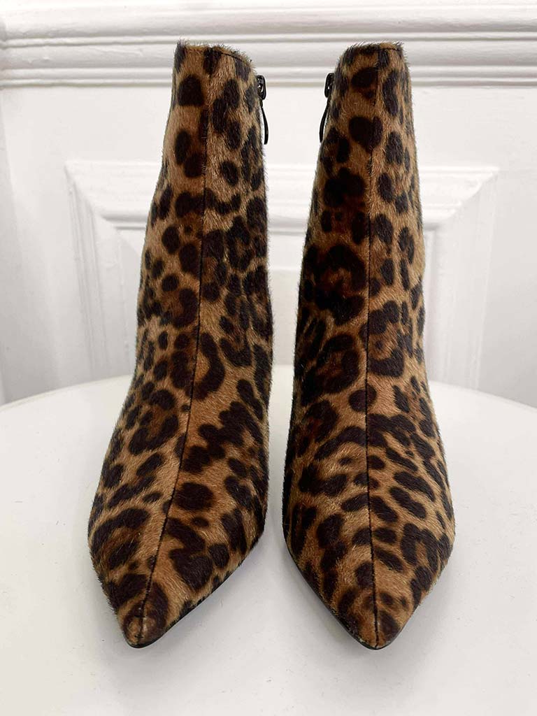 Pointed Toe Faux Calf Skin Boots - Leopard