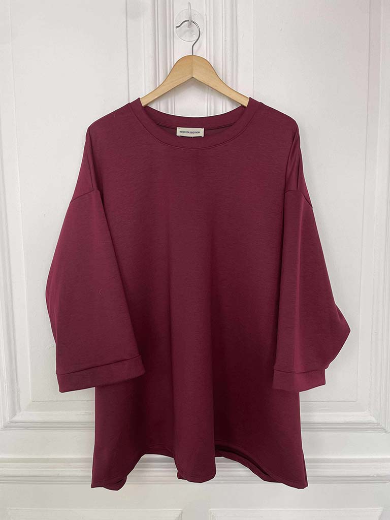 Scuba Sweat Top- Merlot