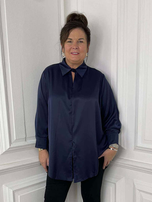 Lusso Silk Feel Shirt - Navy