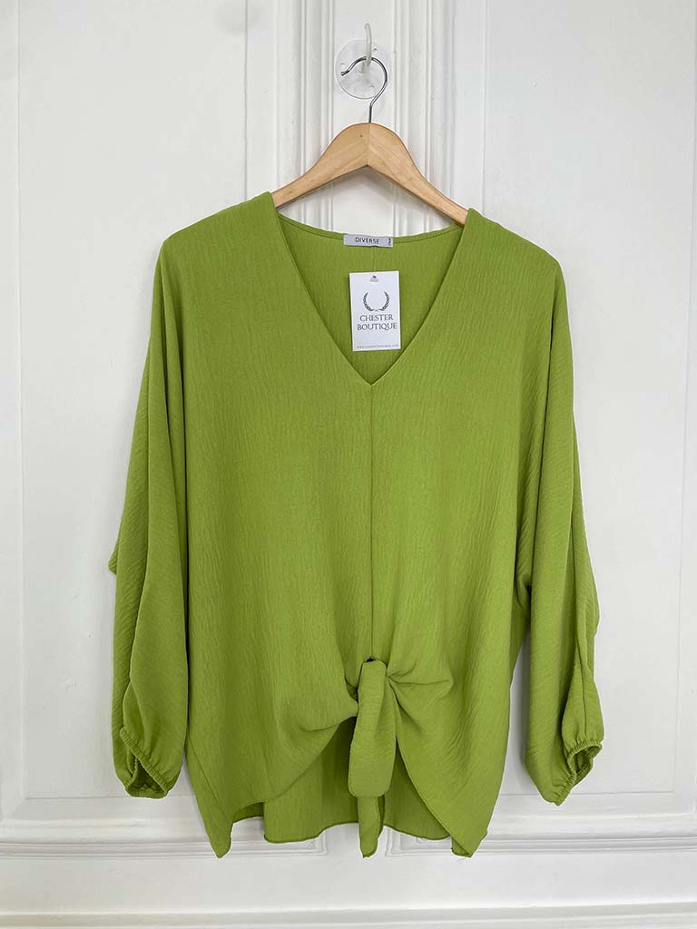 Tie Front Top - Avocado