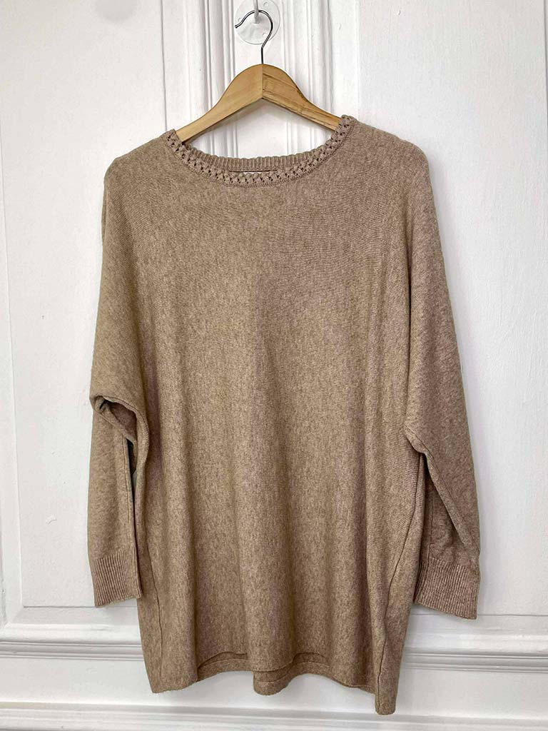 Braided Neckline Knit - Oat