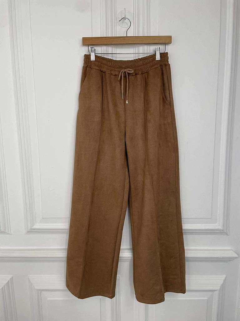 Suede Feel Joggers - Camel