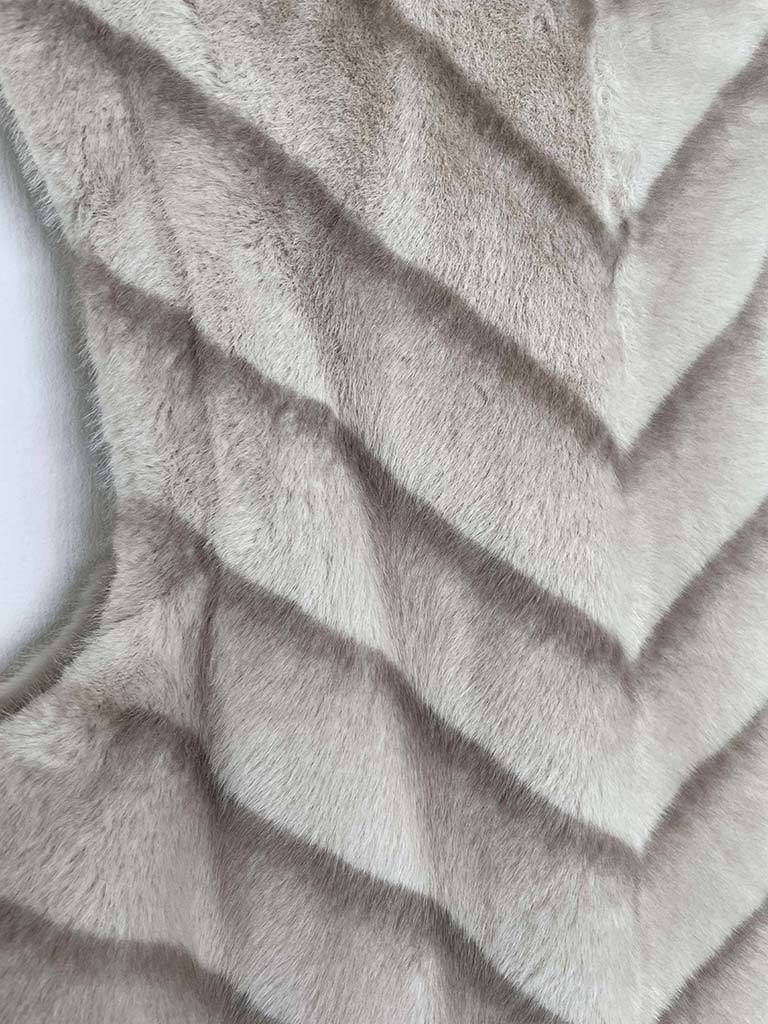 Malissa J Faux Fur Long Luxe Gilet - Stone