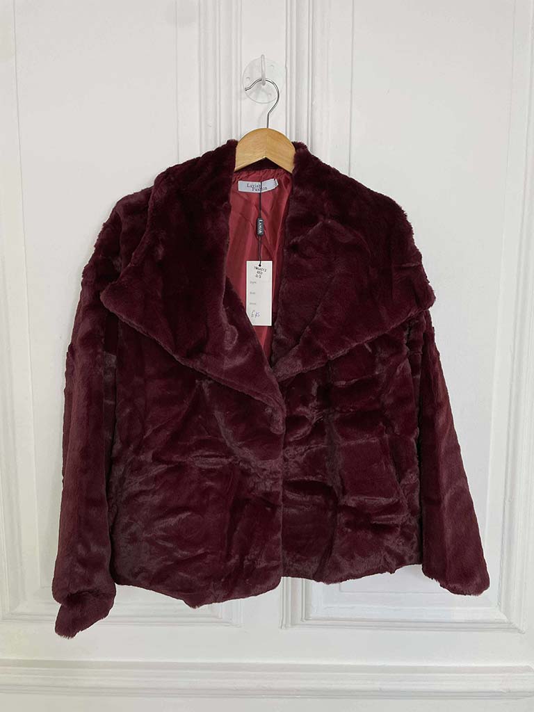 Luxe Faux Fur Jacket - Burgundy
