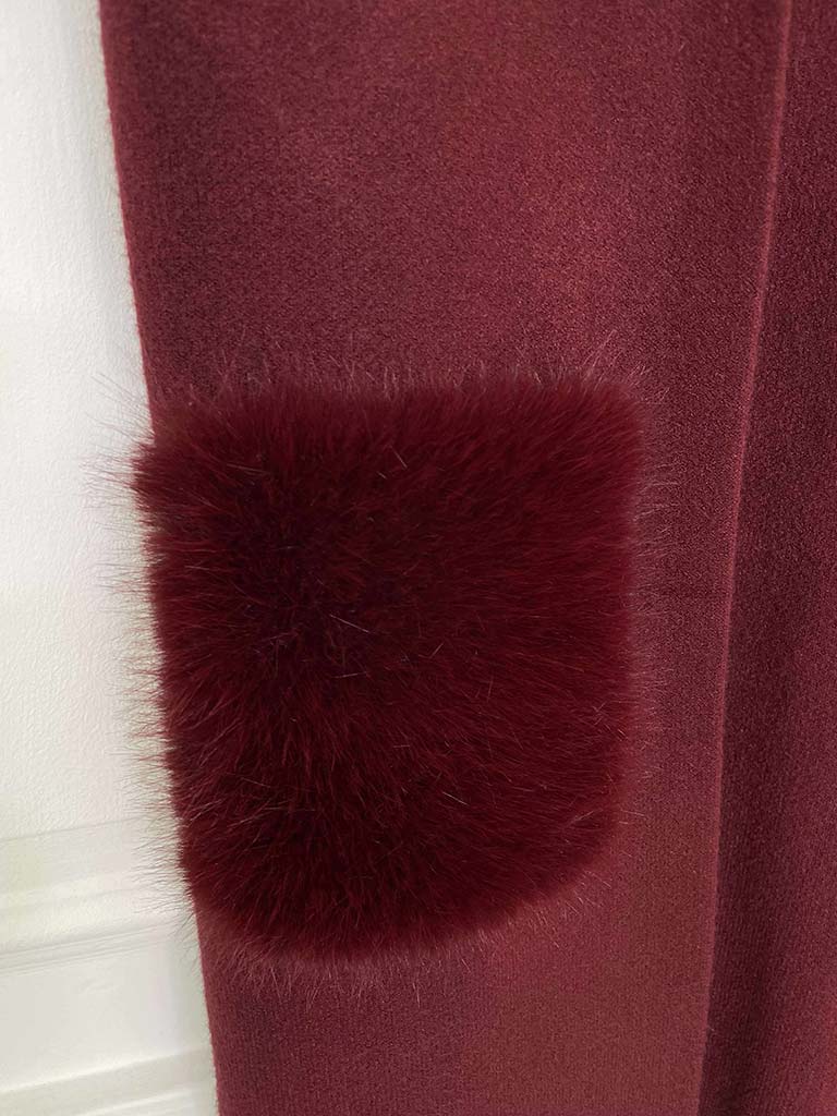 Faux Fur Pocket Knit Waistcoat - Bordeaux