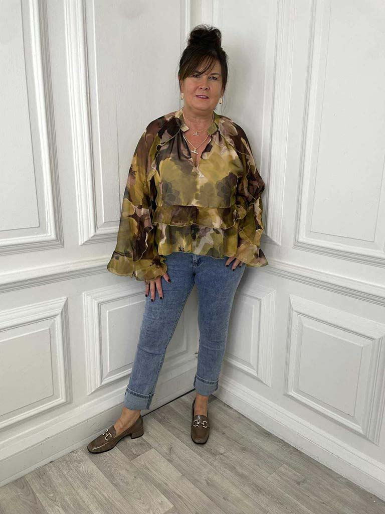 Vintage Floral Smock Top - Ochre