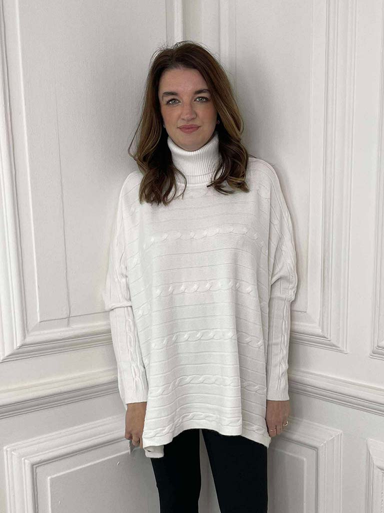 Cable Ribbed Polo Knit - Winter White