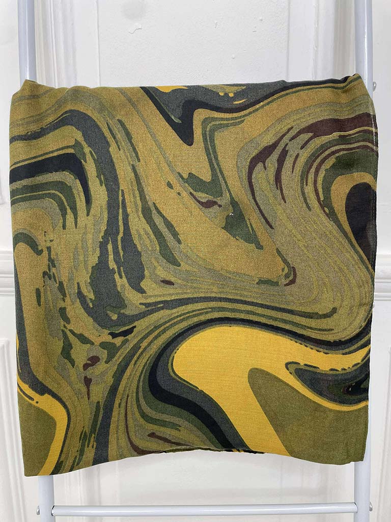 Marble Print Scarf - Olive