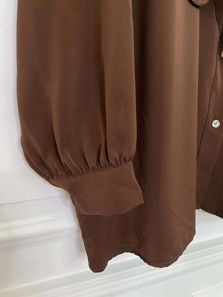 Plissé Ruffle Shirt - Chocolate