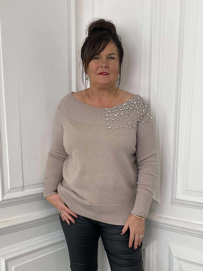 Malissa J Belle Bardot Knit - Stone