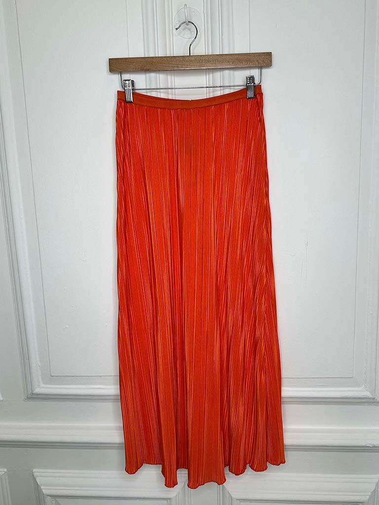 Pleated Maxi Skirt - Tangerine