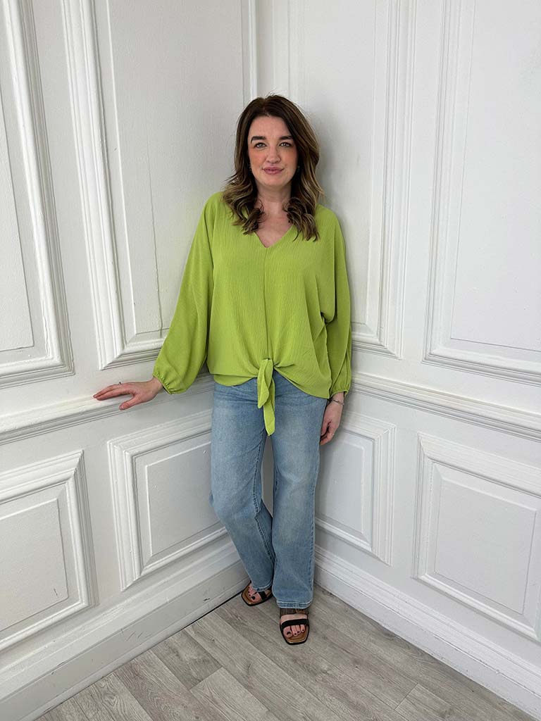 Tie Front Top - Avocado