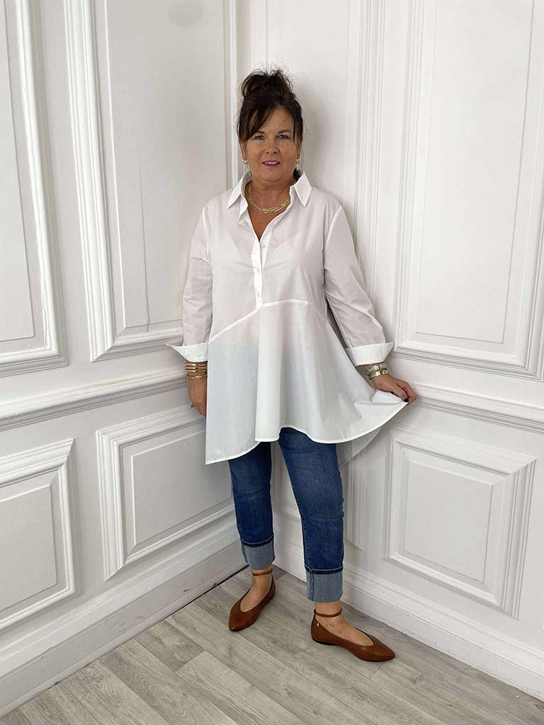 Malissa J Asymmetric A-Line Shirt - White