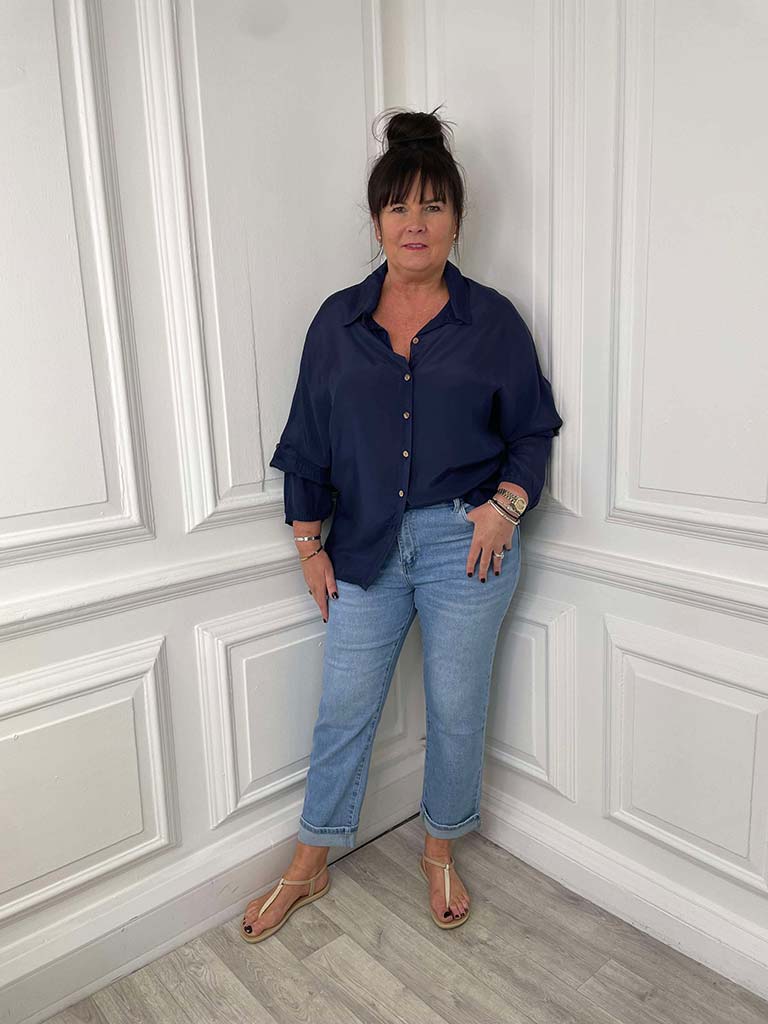 Silk Feel Classic Shirt - Navy