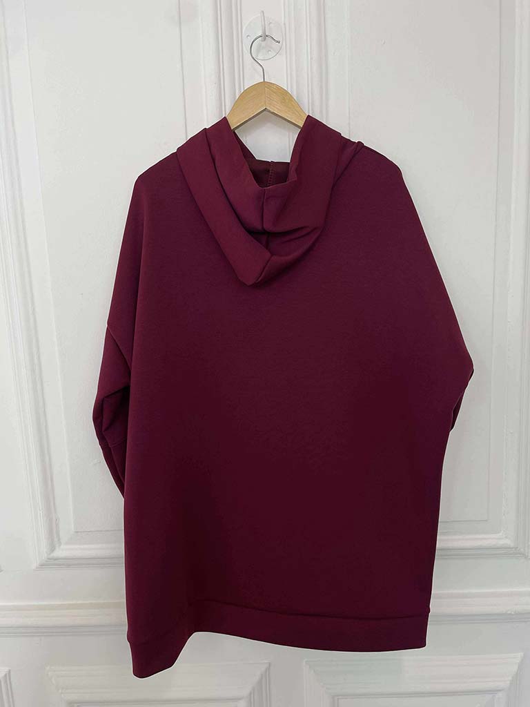 Oversized Scuba Hoodie - Merlot