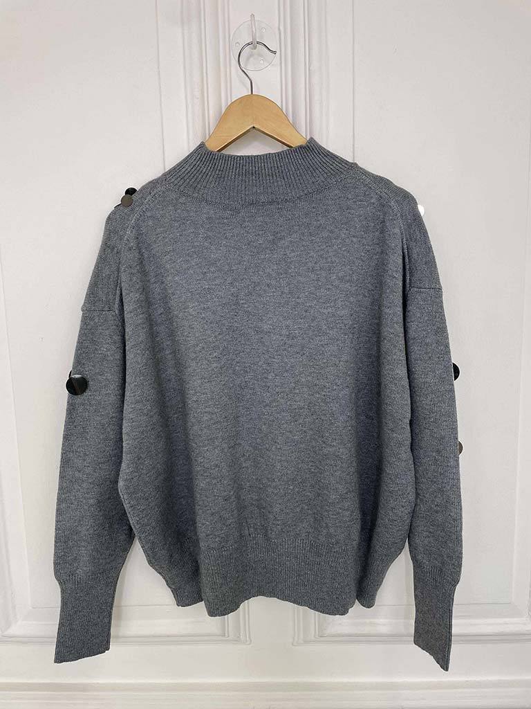 Malissa J Sequin Disc Knit - Grey