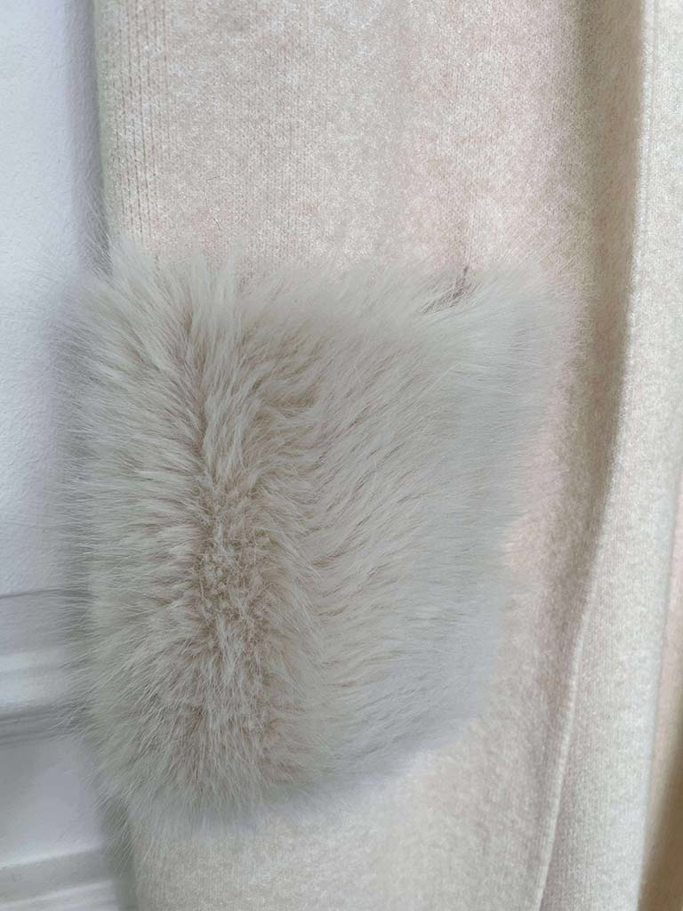 Faux Fur Pocket Knit Waistcoat - Cream