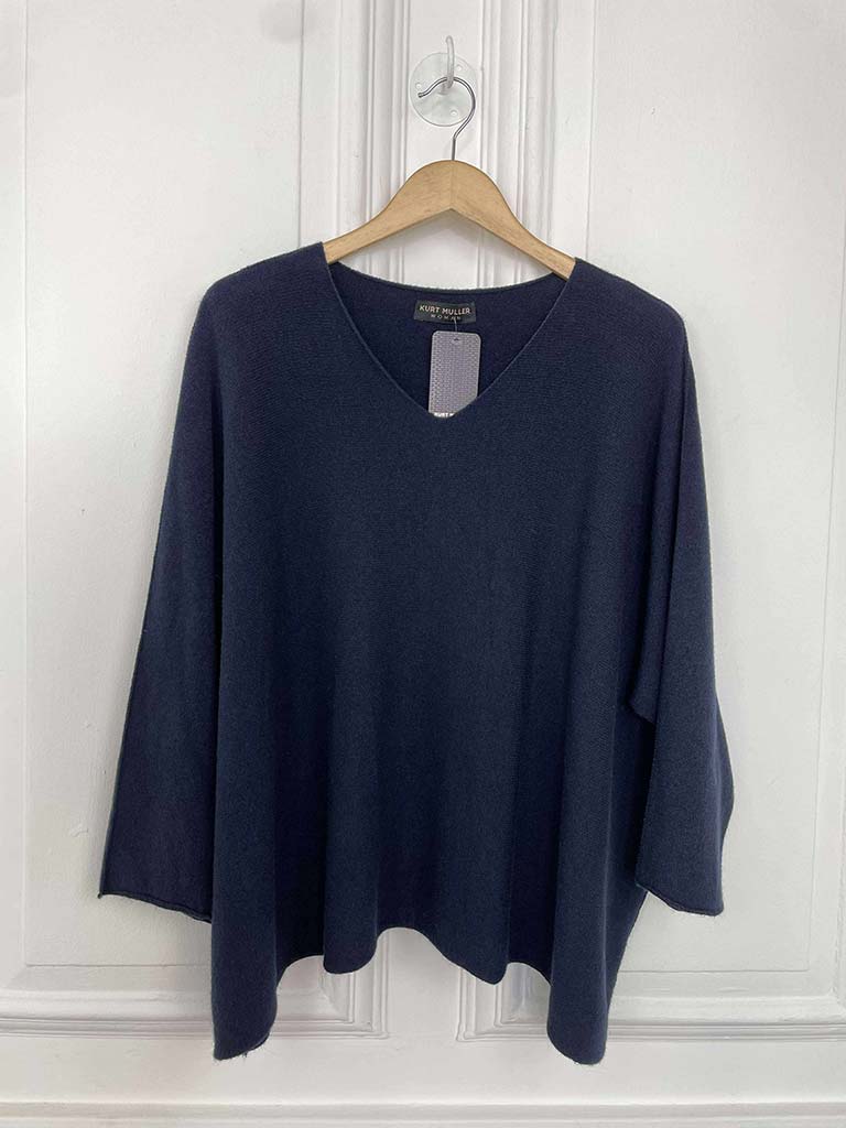 Exposed Seam Batwing Knit - Navy