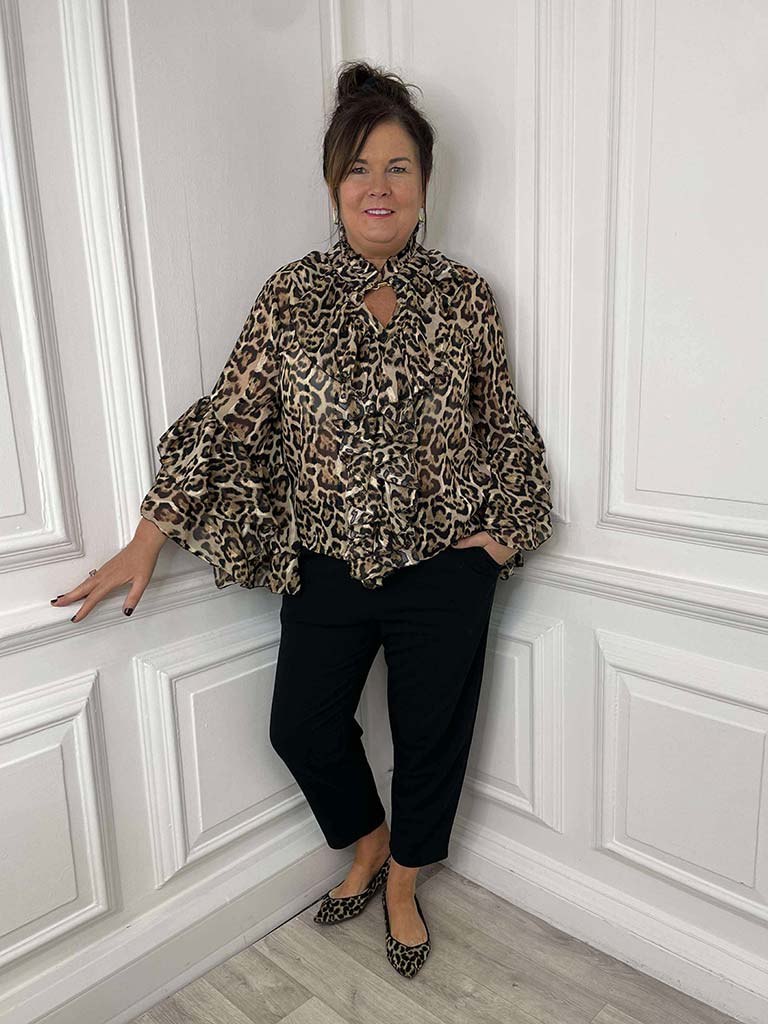 Leopard Ruffle Blouse