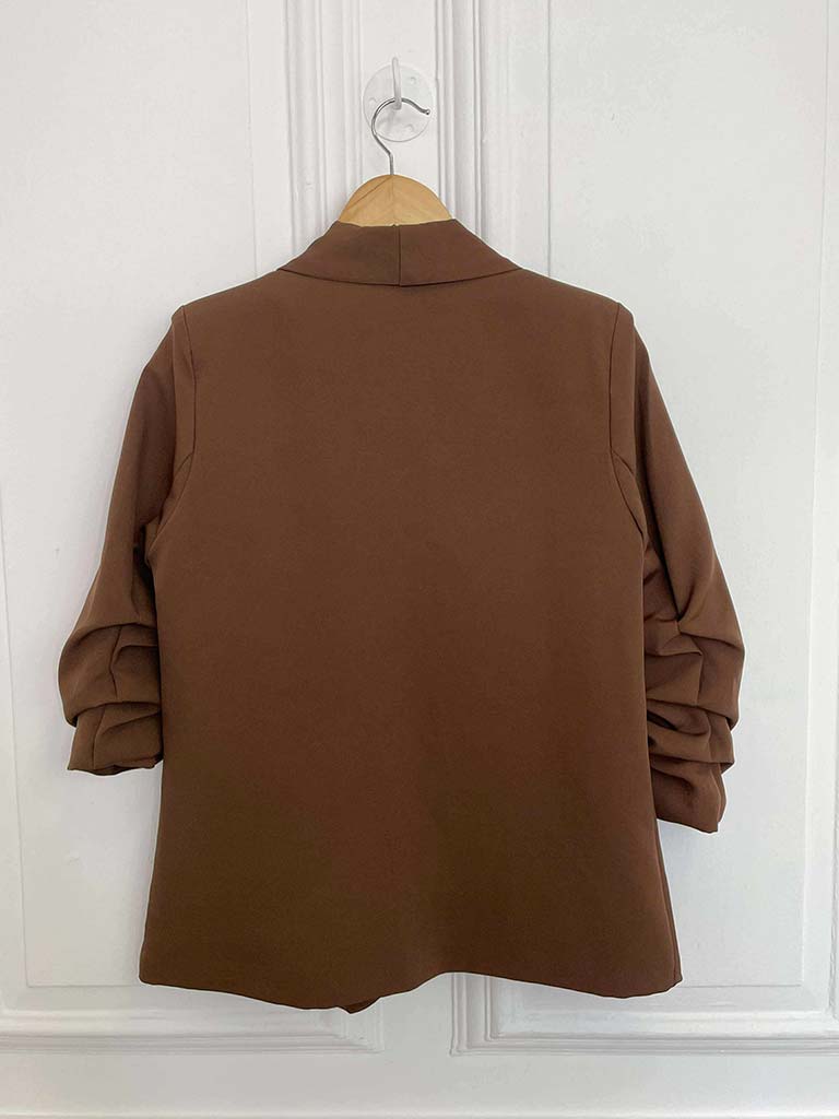 Ruched Sleeve Blazer - Toffee