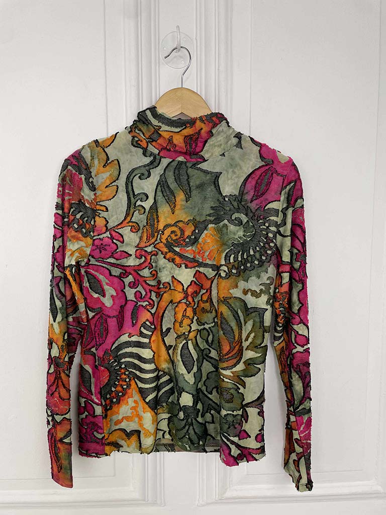 Devoré Floral Roll Neck Top