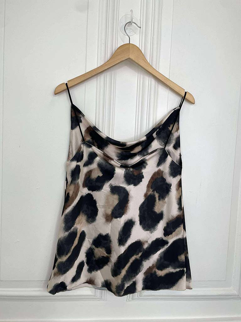 Leopard Draped Cami - Slate