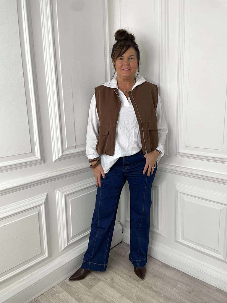Bubble Hem Gilet - Chocolate
