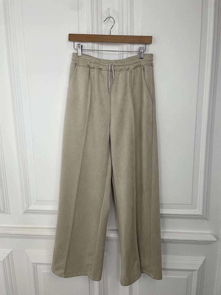 Suede Feel Joggers - Ecru