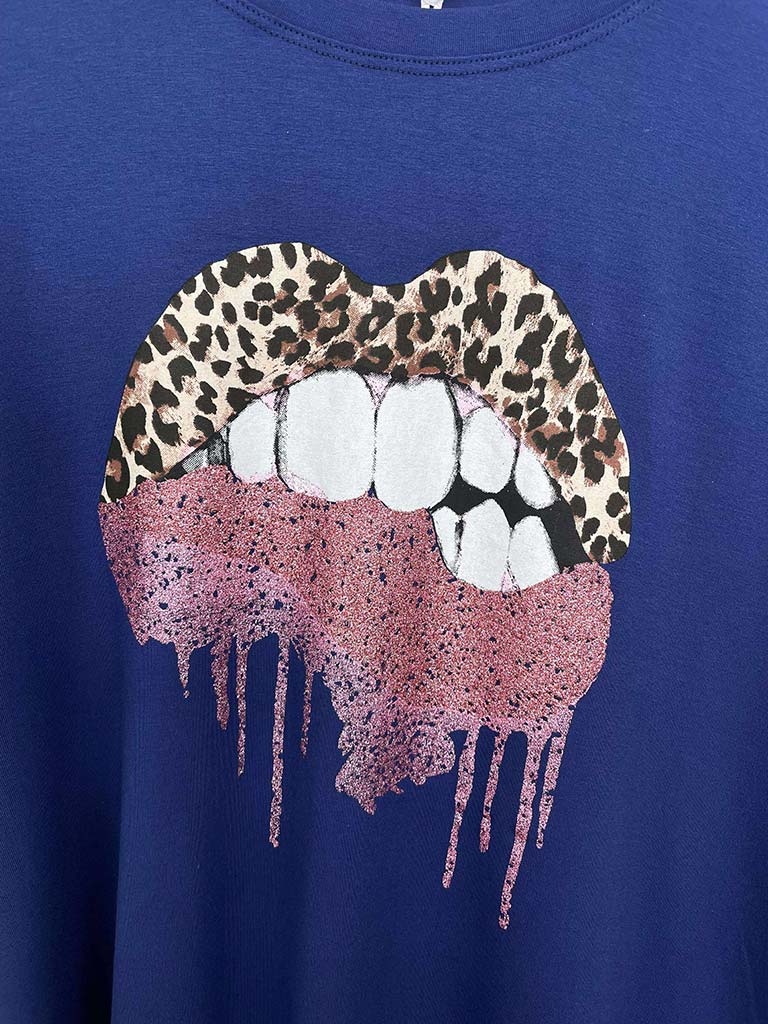 Malissa J Lips Tee - Navy