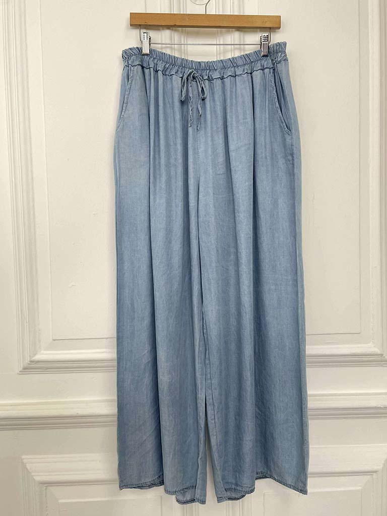 Chambray Pale Denim Palazzos