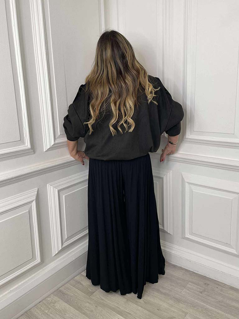 Bubble Hem Suede Feel Jacket - Black