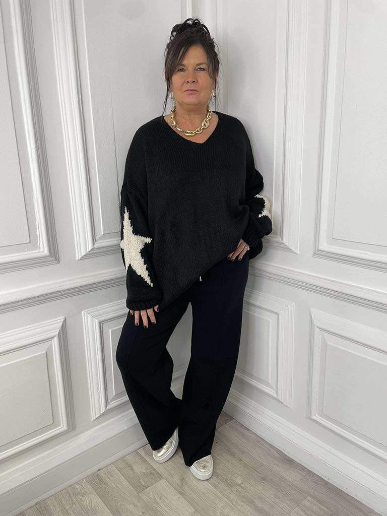 Star Patch Knit - Black