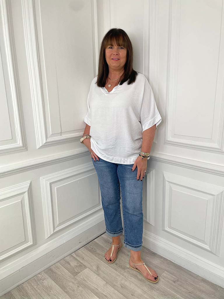 Satin Edge Tee - White