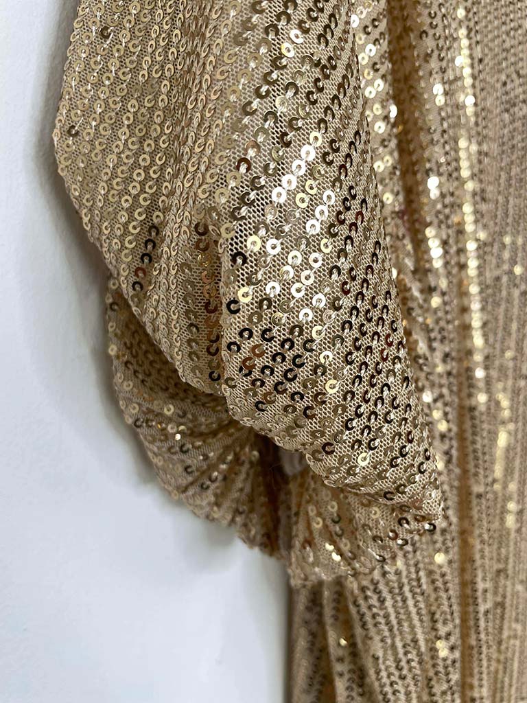 Sequin V-Neck Dress - Gold