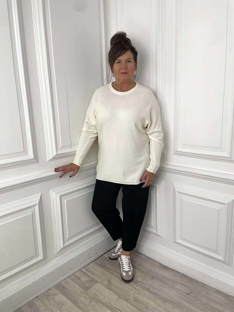 Braided Neckline Knit - Cream