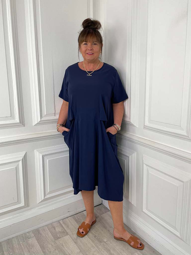 I.D Essential Cocoon Dress - Navy