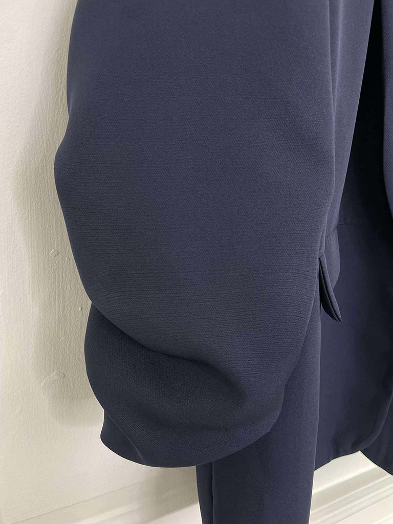 Ruched Sleeve Blazer - Navy