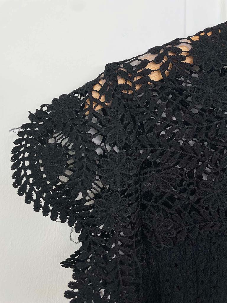 Broderie Anglaise Crochet Top - Black