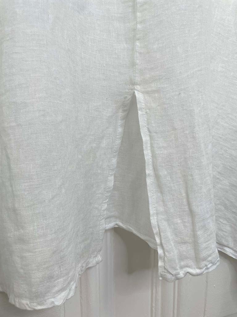 Collared Linen Dress - White