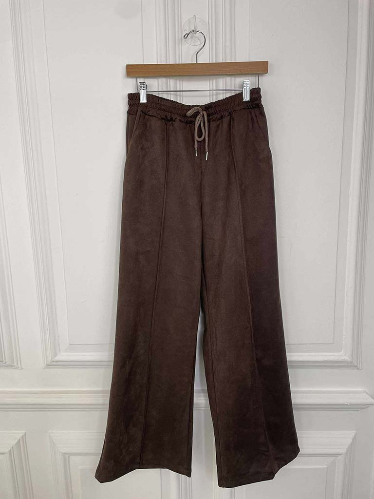 Suede Feel Joggers - Chocolate