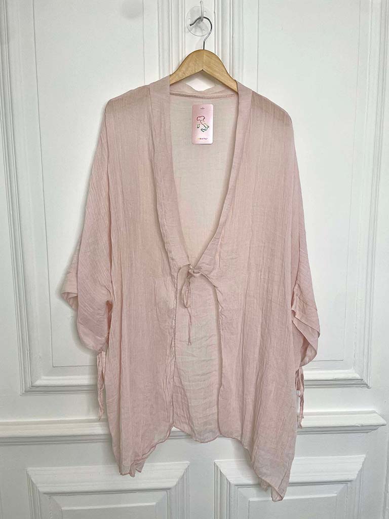 Oversized Tie Kimono - Blush