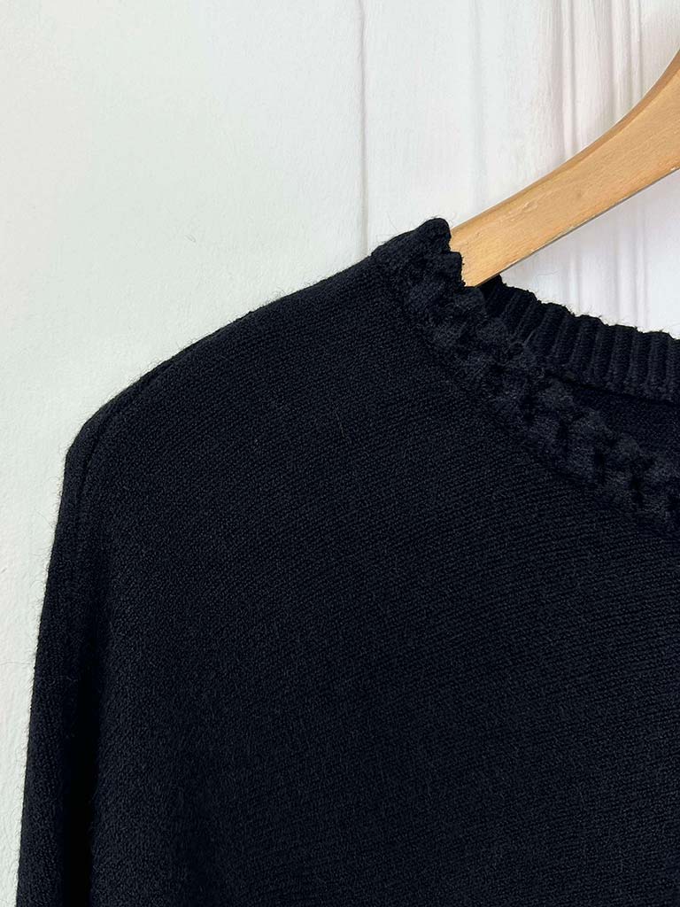 Braided Neckline Knit - Black