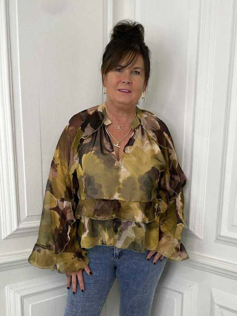Vintage Floral Smock Top - Ochre