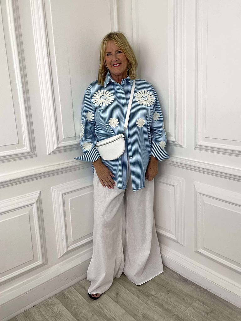 Daisy Stripe Shirt - Blue