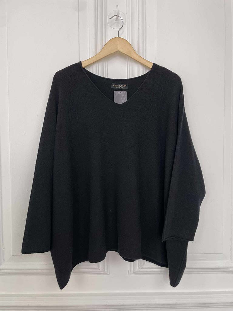Exposed Seam Batwing Knit - Black