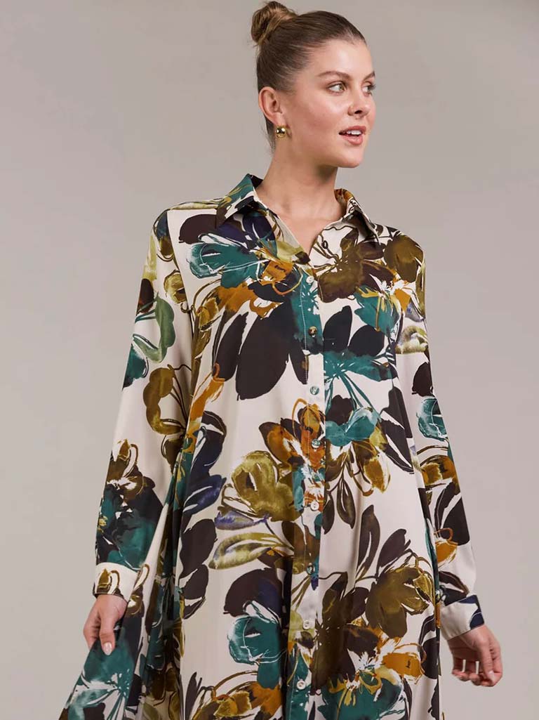 Eb&Ive Elsie Shirt Dress - Botanical Tusk