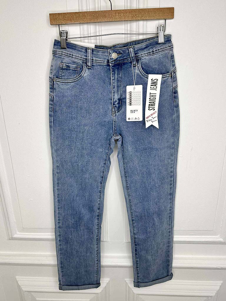 Straight Leg Stretchy Jeans - Vintage Blue