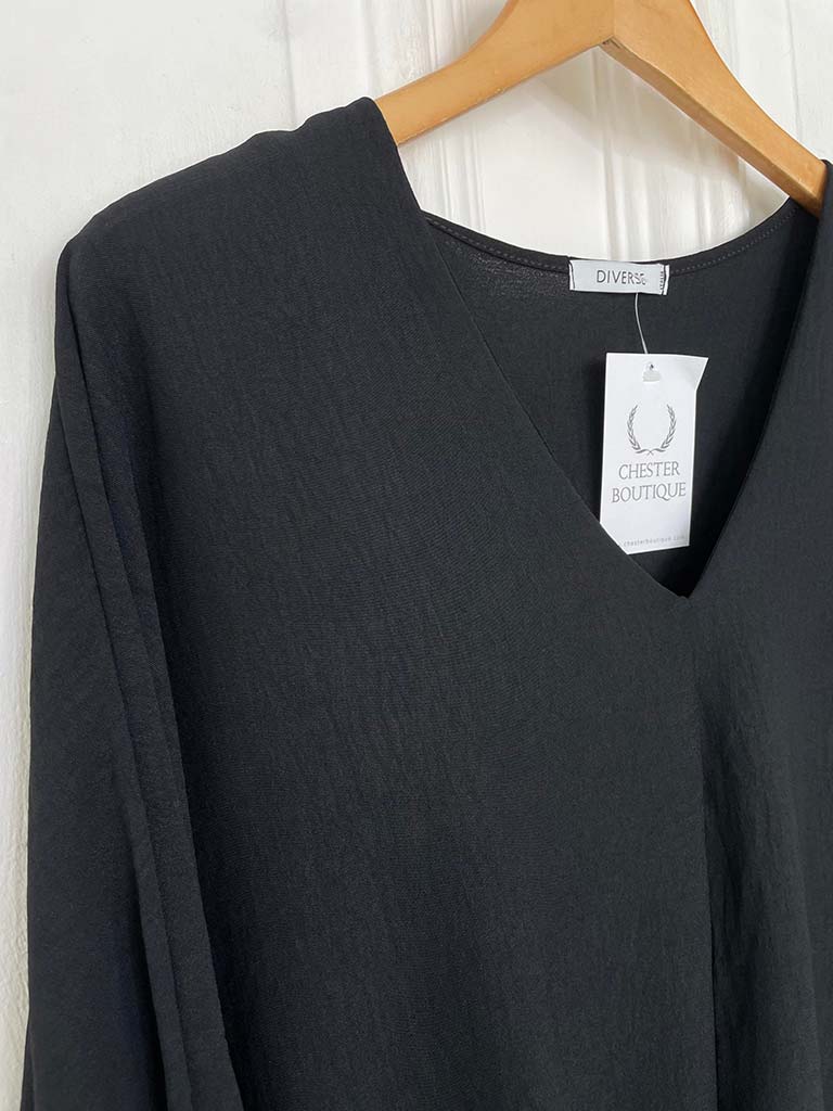 Tie Front Top - Black