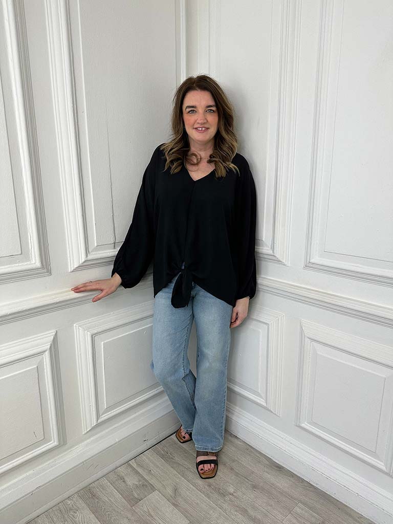 Tie Front Top - Black
